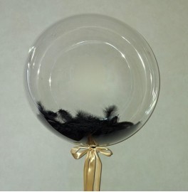 Шар Bubble Черные перья